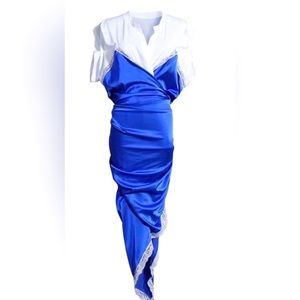 Royal blue & white slip dress